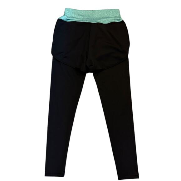 July's Song Black & Green Leggings With Shorts Overlay Size Medium - Picture 2 of 3